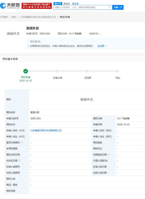 滴滴關聯公司申請“滴滴外賣”商標，布局廣告銷售與軟件開發領域